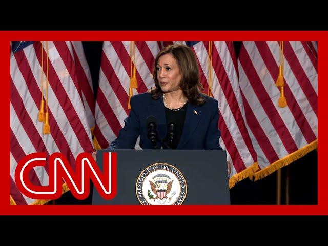 Harris slams Trump at her first presidential rally