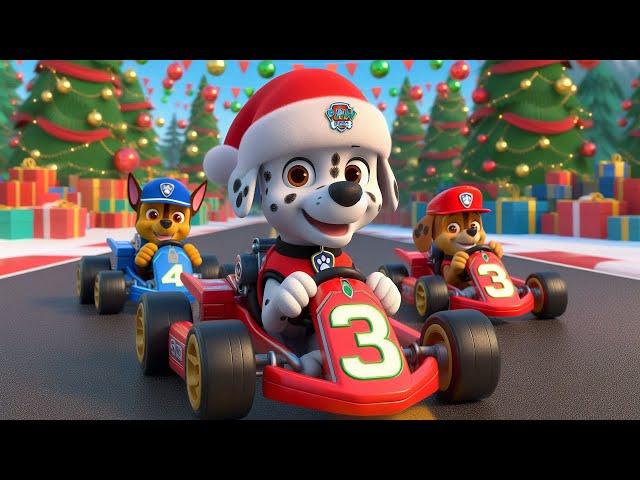 Paw Patrol Dog Rescue | Christmas Scene At Marshall Races Very Funny Story - Rainbow 3