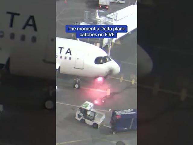 Terrifying moment Delta plane catches on FIRE forcing passengers to flee