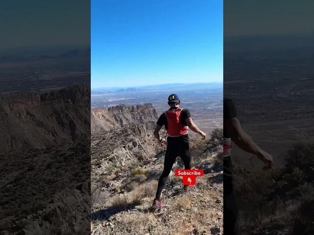 Frantically running off the summit of Lake Mead Buttress during an FKT attempt #fkt #trailrunning
