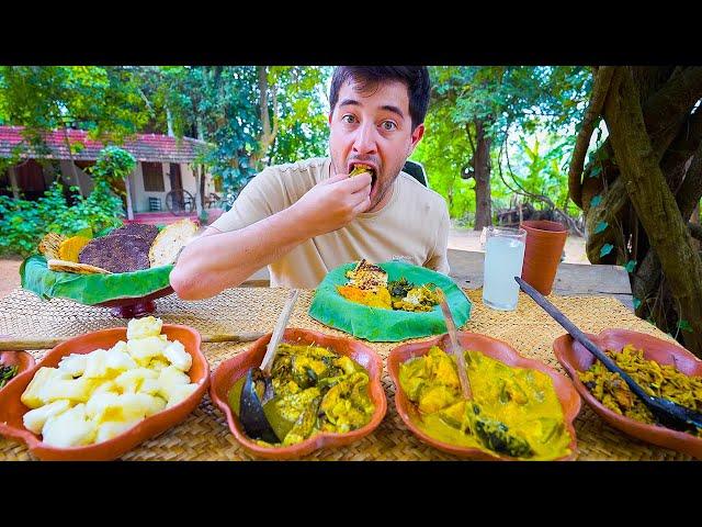 Sri Lankan Village Food  FISHERMAN LOTUS LEAF LUNCH + Unique Roti in Sri Lanka!