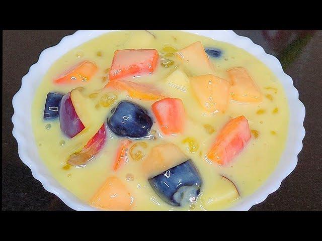 Sago Fruit Custard | ramadan special | iftar recipe fruit custard dessert recipe