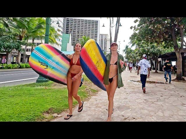 HAWAII PEOPLE  3 Hours - Walking on the Beach & Street in Waikiki [2025] #vacation #walking