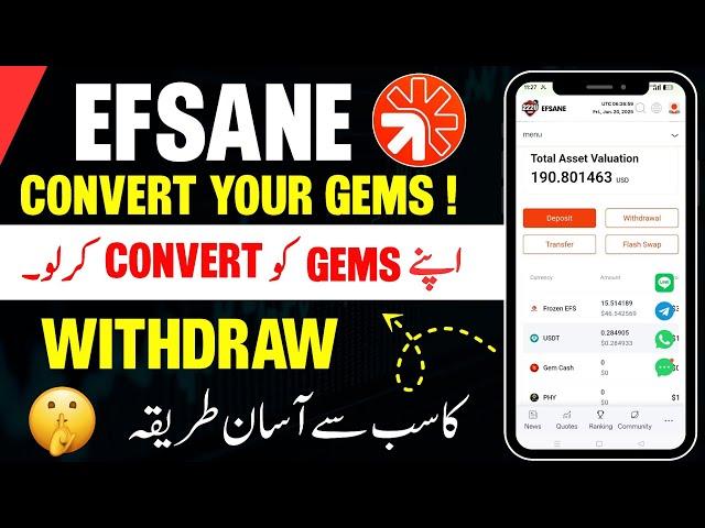 Efsane New Gems Conversation Update | Efsane Withdrawal Process | Efsane New Update