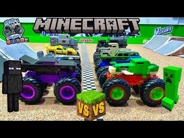 Toy Diecast Monster Truck Racing Tournament | Custom Made MINECRAFT Monster Trucks | ROUND #1