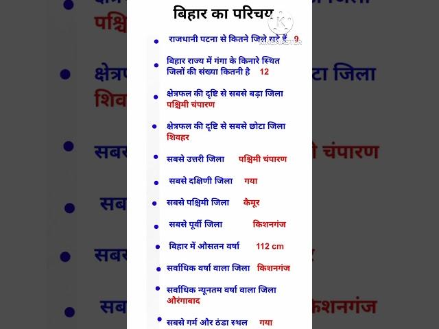 Bihar ka Samanya Parichay | Introduction of Bihar | Bihar Static Gk #biharintroduction #bihargk#gk