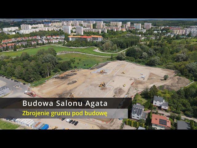 Construction of Agata Showroom in Olsztyn | Site Reinforcement | Construction Equipment | Drone view