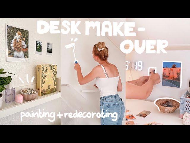 aesthetic desk makeover ‍️*cottagecore desk + desk setup*