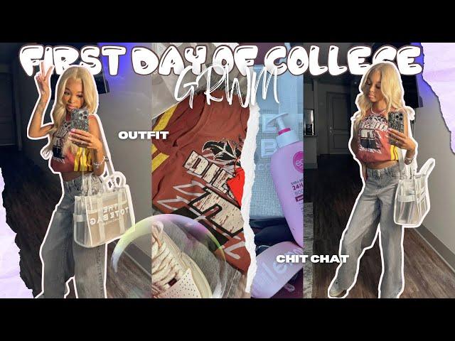 GRWM: FIRST DAY OF SCHOOL *COLLEGE EDITION* | outfit, chit chat, hair, pack bag