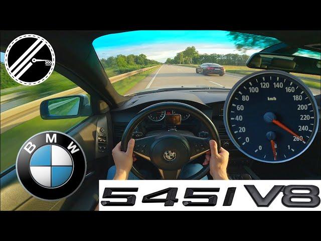 BMW 545i E60 4.4 V8 333 PS Top Speed Drive German Autobahn No Speed Limit POV