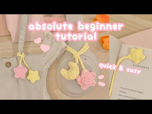 crochet moon & star  headphone accessory | bookmark | bag charm |absolute beginner crochet tutorial