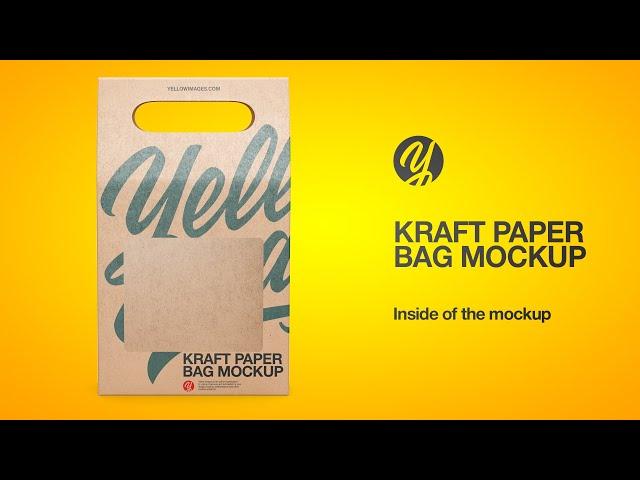 Kraft Paper Bag Mockup with a Window in Front View