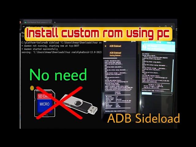 how to install custom rom using pc | how to install custom rom using adb sideload