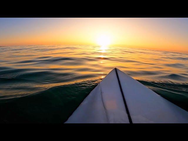 SURFING GOLDEN WAVES IN BREATHTAKING SUNRISE! (RAW POV + DRONE FOOTAGE)