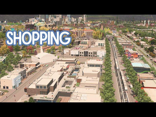 Shopping on the stroad in Cider River | Cities Skylines