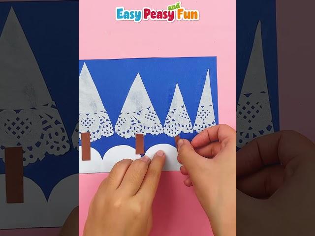 Winter Trees Using Paper Doilies - simple winter craft project to  do with kids.