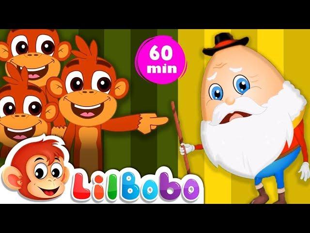 Humpty Dumpty Sat On a Wall & Little BoBo Popular Nursery Rhymes | Five Little Monkeys