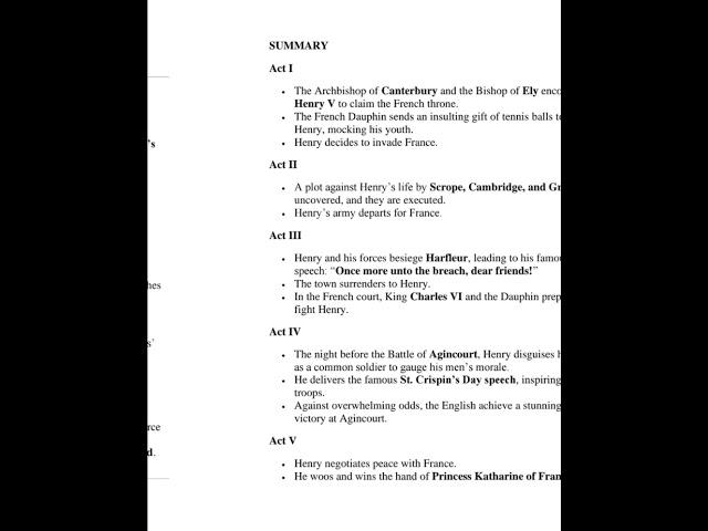 Henry V Summary- William Shakespeare #englishliteraturenotes #williamshakespeare #ugcnet