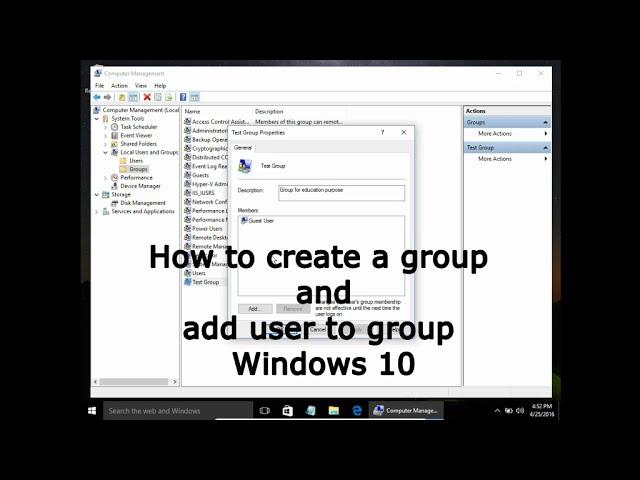 How to create a group and add user to group Windows 10