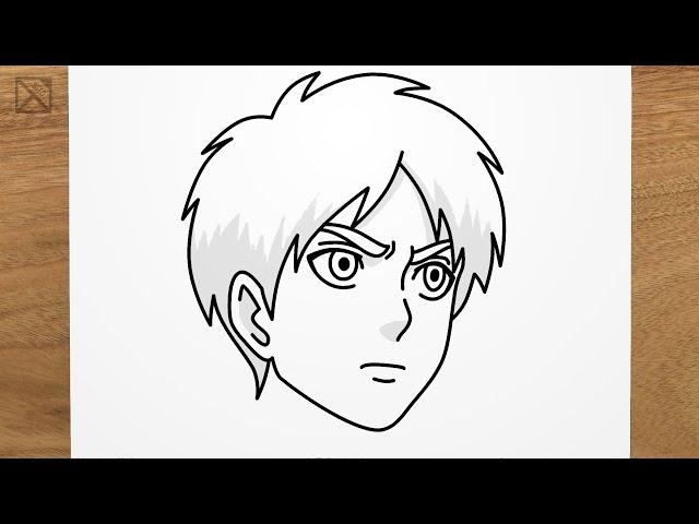 How to draw EREN (Attack on Titan) step by step, EASY