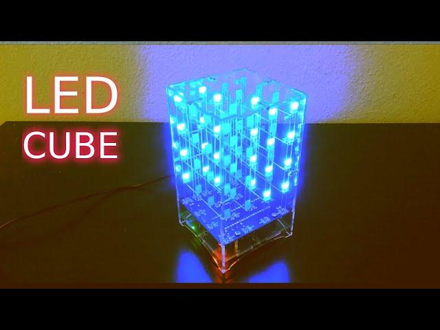 4x4x4 LED cube animated light show.