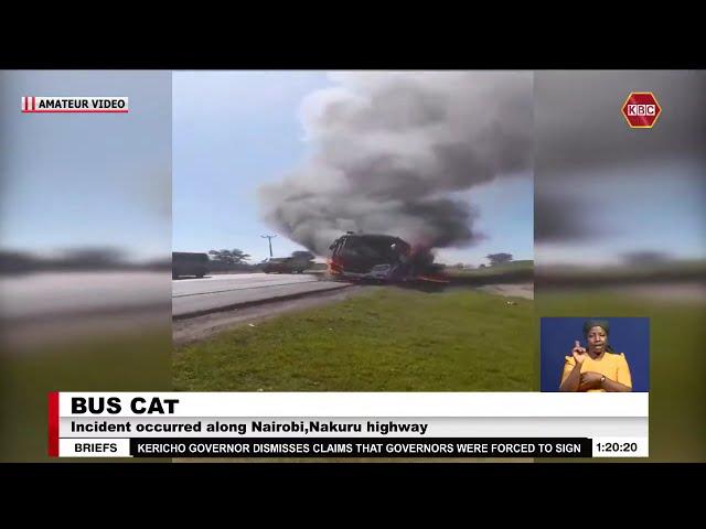 Bus catches fire along Nairobi-Nakuru highway