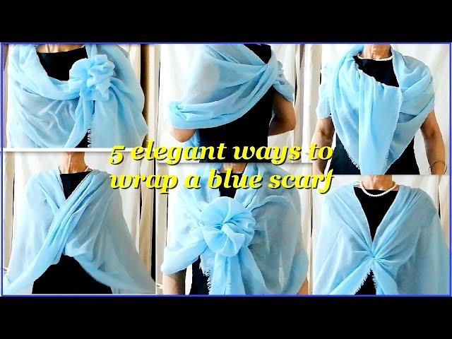 5 elegant ways to wear a blue scarf good for wedding ceremony【ブルーのストールの巻き方】エレガントに！結婚式におススメ５アレンジ