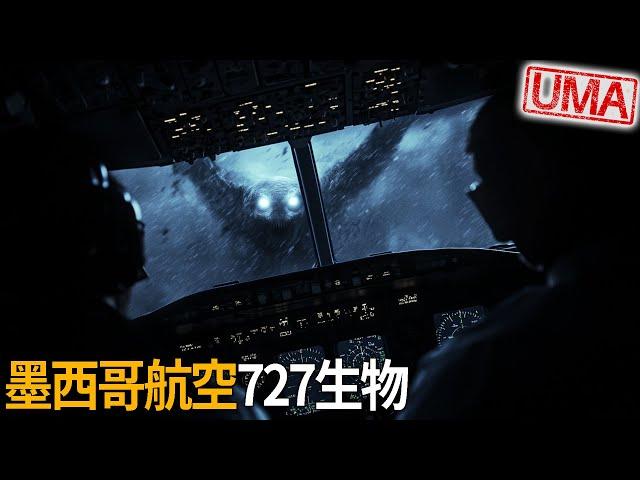 「墨西哥航空727生物」，1990年真實發生於3萬英尺高空上，機組人員在機翼及駕駛艙目擊緊貼飛機的不明人形生物。