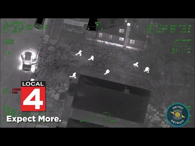 Watch helicopter track down 7 stolen vehicle suspects in police chase