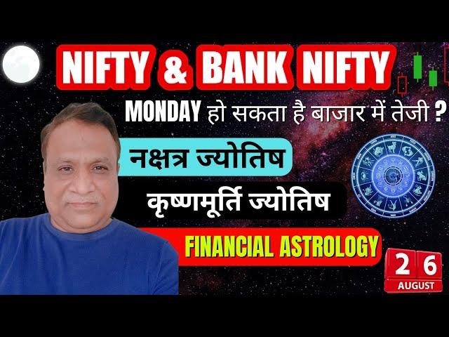 Nifty, Bank Nifty  Prediction by Financial Astrology, technical/data, news for date- 26- Aug- 2024