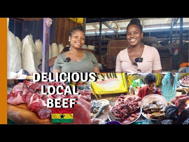 GHANA WOMAN MAKING AND SELLING SALTED BEEF IN GHANA | LIVING IN GHANA | STREET FOOD GHANA