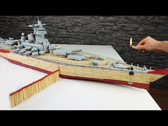 Battleship from Matches - Match Chain Reaction Amazing Fire Domino