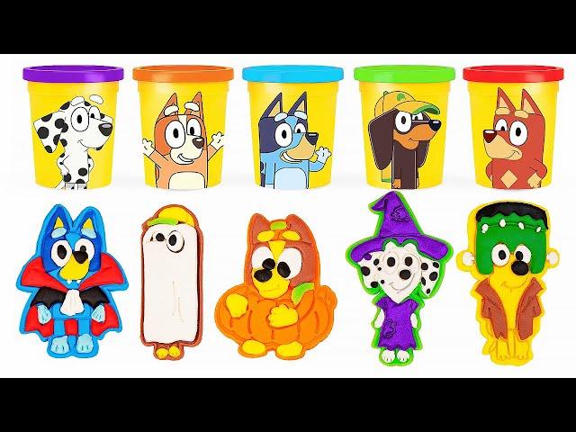  Bluey & Friends Halloween Play Doh Molds  Best Learn Colors | Preschool Toddler Learning Video