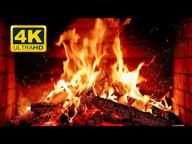  Cozy Fireplace 4K (12 HOURS). Fireplace with Crackling Fire Sounds. Fireplace Burning 4K