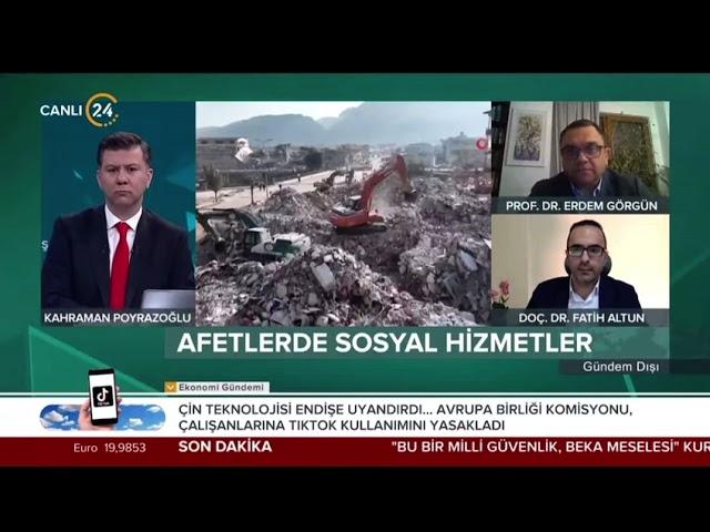 Afetlerde Sosyal Hizmetlerin Yönetimi - Doç. Dr. Fatih ALTUN