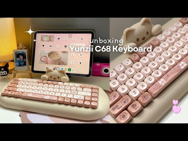 unboxing the cutest cat keyboard from Yunzii (C68 Keyboard) 𐙚⋆˙˚◞ 