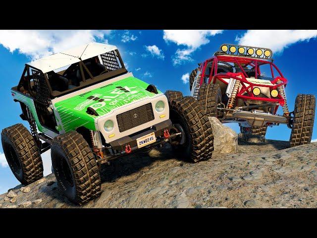 NOOB VS PRO? Surviving a BIG Mountain in Rock Crawlers in BeamNG Drive Mods!