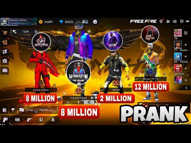 Satvik , Nitin free fire, Decor bhai and Hakson Bhai  Angel Emote Prank  Garena Free Fire Max