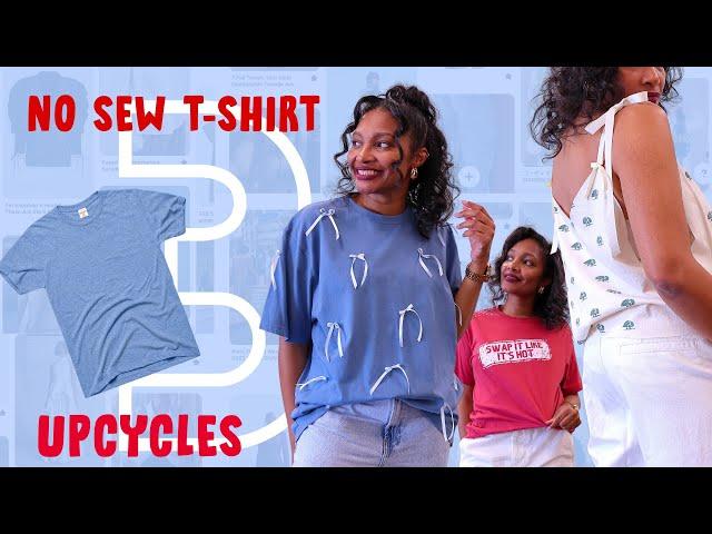 3 New Easy No Sew T-shirt Upcycles! | DIY clothes remake thrift flip