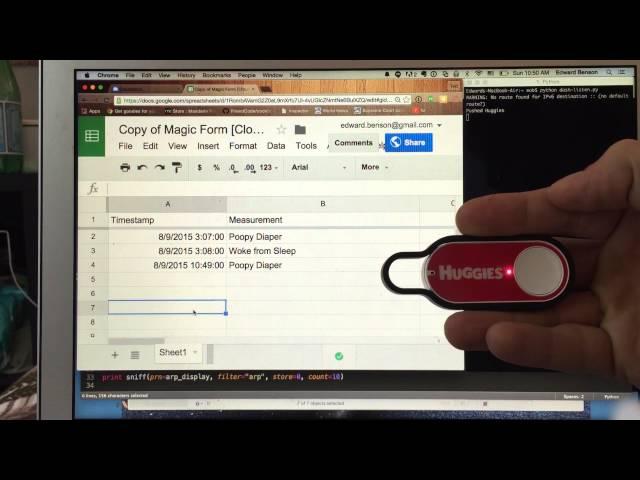 Hacking Amazon's Dash Buttons to Upload Datapoints to a Google Spreadsheet