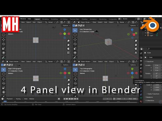 Blender tutorial for MAYA users : How to get your 4 panel view so it looks a bit more like Maya