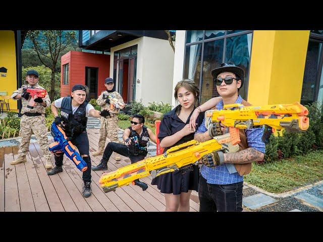 Nerf Guns War : Couple S.W.A.T Of TTNerf Team Fight Evil Squad Boss XX Criminal