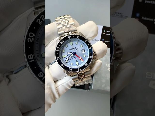 Seiko 5 GMT Ice Blue Limited Edition. SSK029K1. #icebluedialwatches #affordablegmtwatch