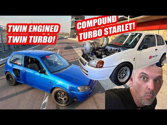 Twin Engined Starlet and  Compound Turbo Starlet are Insane!  We meet the Camp Dogs from Darwin