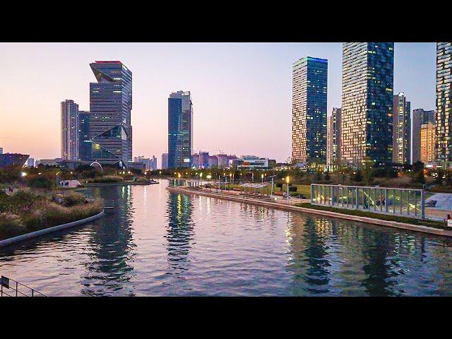 [4K] Incheon Songdo Central Park | Walking Around Seoul Korea 인천 송도센트럴파크 야경 걷기 워킹 투어 松島中央公園