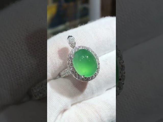 蘋果綠的翡翠戒指出爐了 客鑲成品展示 #shorts #蘋果綠 #翡翠 #jade