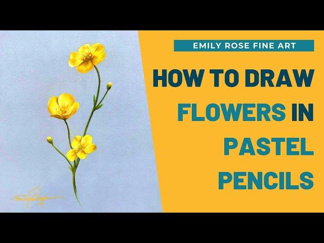 How to Draw a Flower in Pastel Pencil | Easy Step by Step