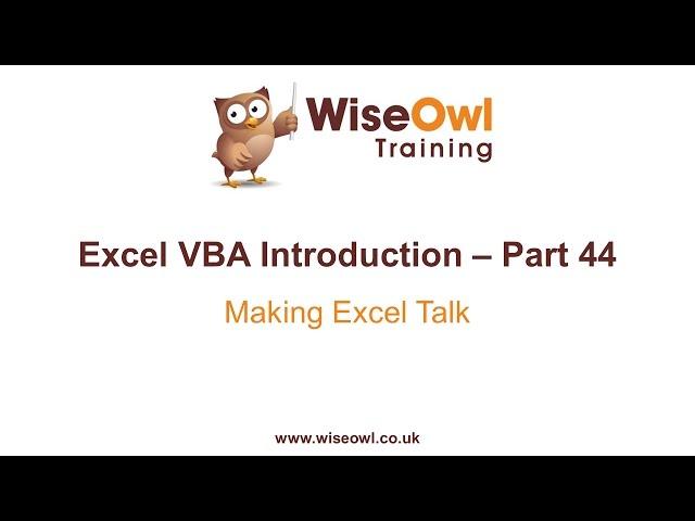 Excel VBA Introduction Part 44 - Making Excel Talk