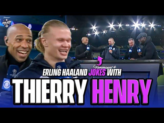 Erling Haaland jokes with Thierry Henry and talks making Champions League history | UCL on CBS