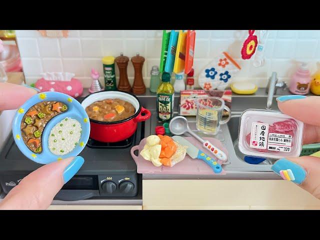 Re-Ment Mini kitchen set Cooking toys Tiny Curry Rice Pancake Fried Rice (ASMR)